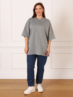 Gri Büyük Beden Oversize Tişört