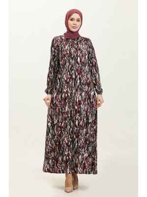 Açelya Büyük Beden Desenli Viskon Elbise 44851m