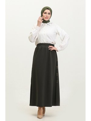 Ahenk Büyük Beden Düğme Detaylı Etek Ahenk Büyük Beden Düğme Detaylı Etek