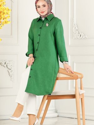 Yeşil Düğmeli Basic Tunik Yeşil Düğmeli Basic Tunik