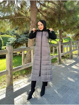 Şişme Kapitone Elyaf Dolum Kışlık Uzun Spor Yelek Şişme Kapitone Elyaf Dolum Kışlık Uzun Spor Yelek