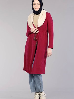 Yakası Peluş Kürklü Hırka