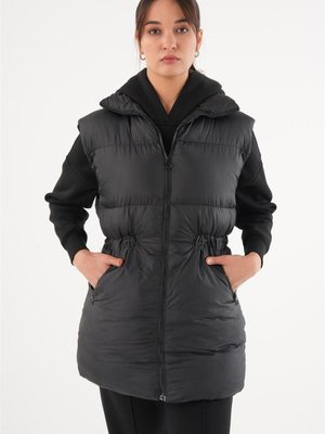 Bel Büzgülü Siyah Şişme Yelek