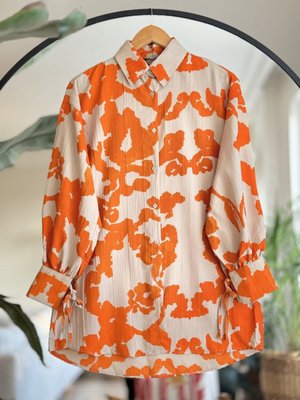 Kol Bağcıklı Desenli Keten Tunik