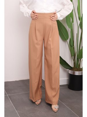 Camel Yüksek Bel Bol Paça Kumaş Pantolon Camel Yüksek Bel Bol Paça Kumaş Pantolon
