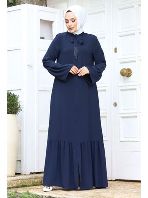 Kolu Volanlı Yakası Bağlama Detaylı Ferace Kolu Volanlı Yakası Bağlama Detaylı Ferace