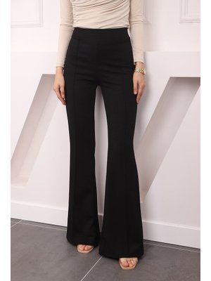 Siyah Yüksek Bel Çimalı İspanyol Pantolon