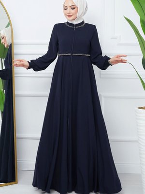 Nakışlı Mevlana Kumaş Ferace Lacivert Nakışlı Mevlana Kumaş Ferace Lacivert