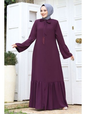 Kolu Volanlı Yakası Bağlama Detaylı Ferace Kolu Volanlı Yakası Bağlama Detaylı Ferace