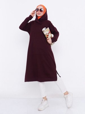 Kapüşonlu Sweatshirt Mürdüm