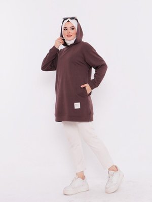 Kapüşonlu Sweatshirt Kahve