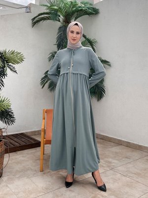 Boydan Fermuarlı Ferace Mint