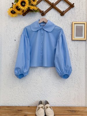 Mavisi Bebe Yaka Crop Gömlek Mavisi Bebe Yaka Crop Gömlek