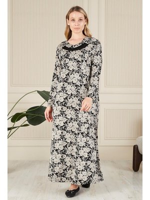 Vizon Buyuk Beden Yakası Taşlı Menekşe Elbise