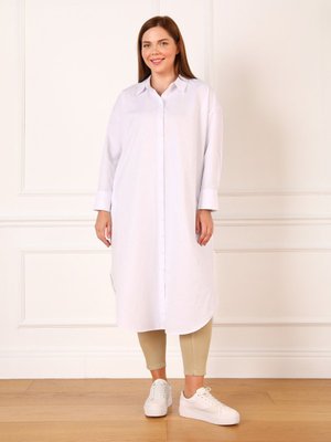 Beyaz Pamuklu Büyük Beden Tunik