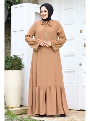 Kolu Volanlı Yakası Bağlama Detaylı Ferace Kolu Volanlı Yakası Bağlama Detaylı Ferace