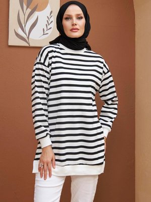 Renkli Sweatshirt Siyah