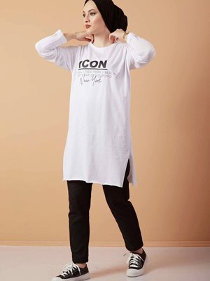 Beyaz Icon Yazı Baskılı Sweat Beyaz Icon Yazı Baskılı Sweat