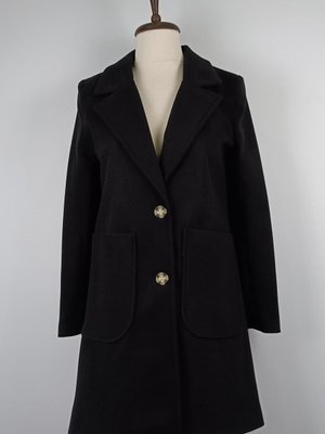 Düğmeli Kaşe Kaban Siyah C57 Düğmeli Kaşe Kaban Siyah C57