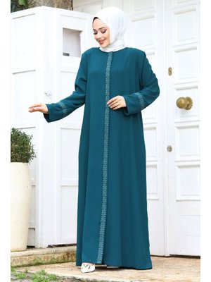 Büyük Beden Önü Nakışlı Ferace Büyük Beden Önü Nakışlı Ferace