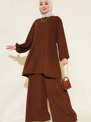 Kahverengi Tunik Pantolon Alt Üst Takım Kahverengi Tunik Pantolon Alt Üst Takım