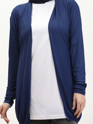 Kuşaklı Viskon Lastikli Spor Ceket Hırka