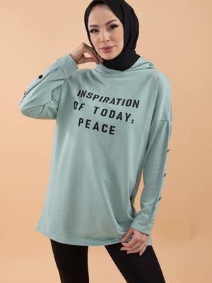 Düz Bisiklet Yaka Yeşil Sweat Düz Bisiklet Yaka Yeşil Sweat