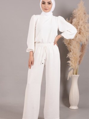 Aerobin Beyaz Geniş Paça Pantolon Aerobin Beyaz Geniş Paça Pantolon