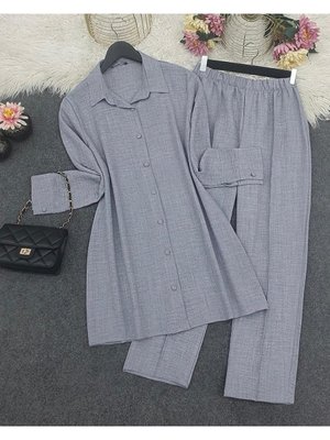 İkili Keten Tesettür Tunik Pantolon Takım İkili Keten Tesettür Tunik Pantolon Takım