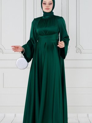 Çapraz Kuşaklı Saten Abiye Elbise Zümrüt Yeşili Çapraz Kuşaklı Saten Abiye Elbise Zümrüt Yeşili