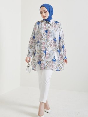 Desenli Gömlek İndigo