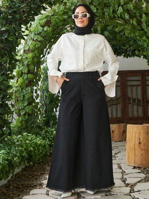 Siyah Denim Pantolon Etek