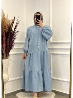 Yazlık İnce Kot Elbise Mavi