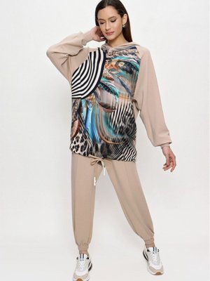 Baskılı Kapüşonlu Örme Spor Sweat