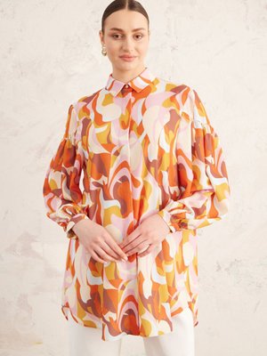 Omuz Büzgülü Desenli Tunik