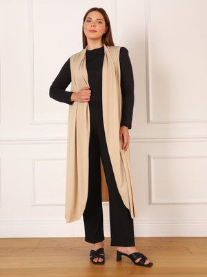 Vizon Büyük Beden Örme Kumas Yelek