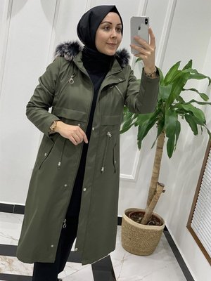 İçi Kürklü Kapüşonlu Mont Kapşonu Çıkarılabilir