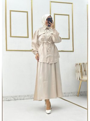 Saten Kumaş Cepli Etekli Takım Saten Kumaş Cepli Etekli Takım