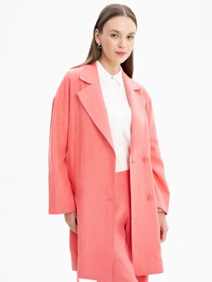 Belden Kuşaklı Keten Ceket