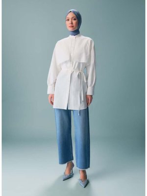 Rüzgarlıklı Coton Gömlek Ekru