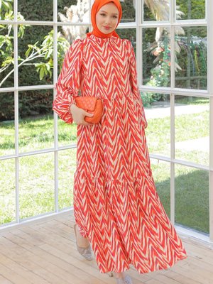 Armine Trend Bol Kesim Uzun Elbise Mercan Armine Trend Bol Kesim Uzun Elbise Mercan