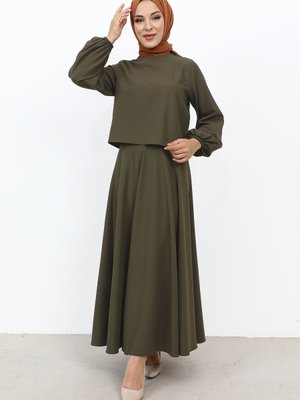 Kolu Lastikli Etekli Takım Haki