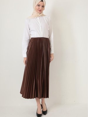 Işıltı Denye Pliseli Etek Kahverengi Işıltı Denye Pliseli Etek Kahverengi
