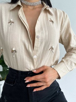 Taşlı, Kabartmalı, Keten Gömlek