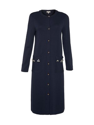 Cepleri İşleme Detaylı Örme Uzun Hırka