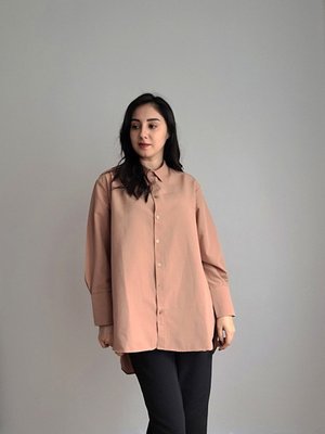 Oversize Basic Düz Kahverengi Gömlek Arkası Uzun