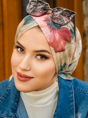 Bej Yeşil Çapraz Bantlı Bone