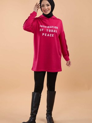 Düz Bisiklet Yaka Fuşya Sweat Düz Bisiklet Yaka Fuşya Sweat