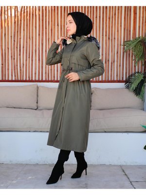 Öz Kadın Bondit Kumaş Battal Su Ve Rüzgar Geçirmez İçi Kürklü Mont