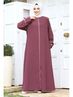 Büyük Beden Önü Nakışlı Ferace Büyük Beden Önü Nakışlı Ferace